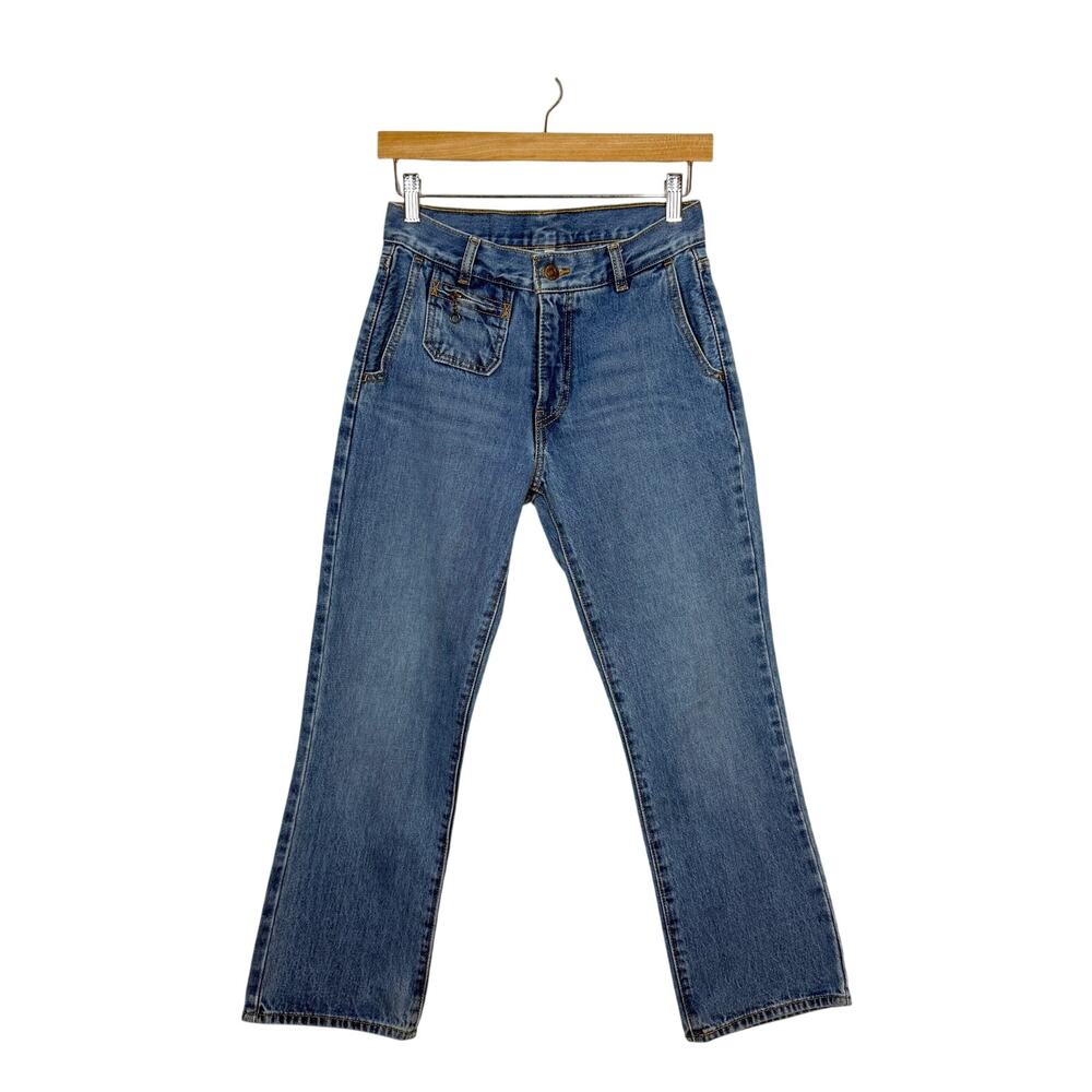 Levis Straight Leg Jeans Size 26 Blue Denim Orange Tab Modern Stretch Zip Pocket